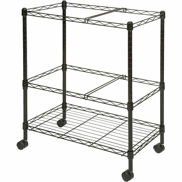 Lorell 2-Tier Wire Mobile File Cart - 4 Casters - Steel - 26" (660.40 mm) Width x 12.5" (317.50 mm) Depth x 30" (762 mm) Height - Black - 1 Each