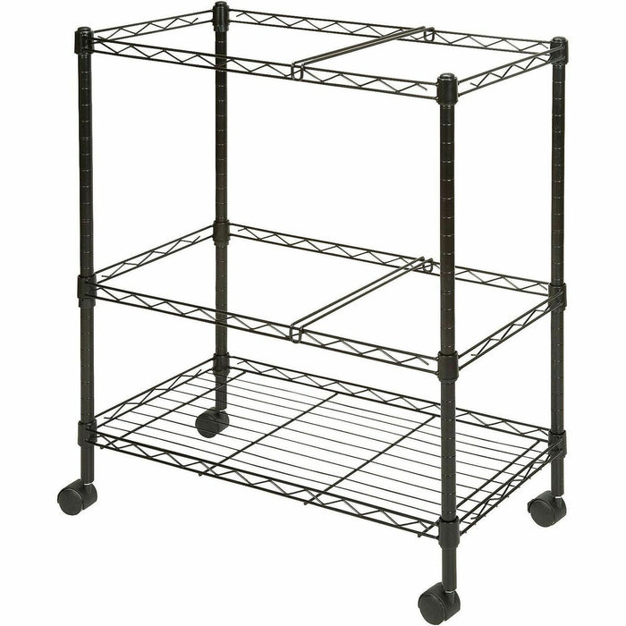 Lorell 2-Tier Wire Mobile File Cart - 4 Casters - Steel - 26" (660.40 mm) Width x 12.5" (317.50 mm) Depth x 30" (762 mm) Height - Black - 1 Each