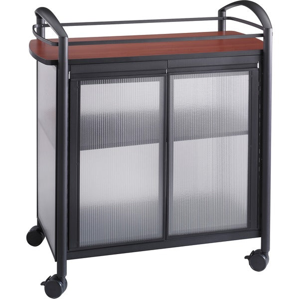 Safco Impromptu Refreshment Cart - 440.92 lb (200000 g) Capacity - 4 Casters - 2.50" (63.50 mm) Caster Size - Steel - 34" (863.60 mm) Width x 21.3" (539.75 mm) Depth x 36.5" (927.10 mm) Height - Steel Frame - Black - 1 Each