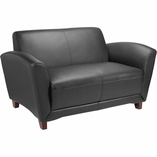 Lorell Accession Reception Loveseat - 55" (1397 mm) x 34.50" (876.30 mm) x 31.25" (793.75 mm) Overall Dimension - Leather Black Seat - Leather Black Back - 1 Each