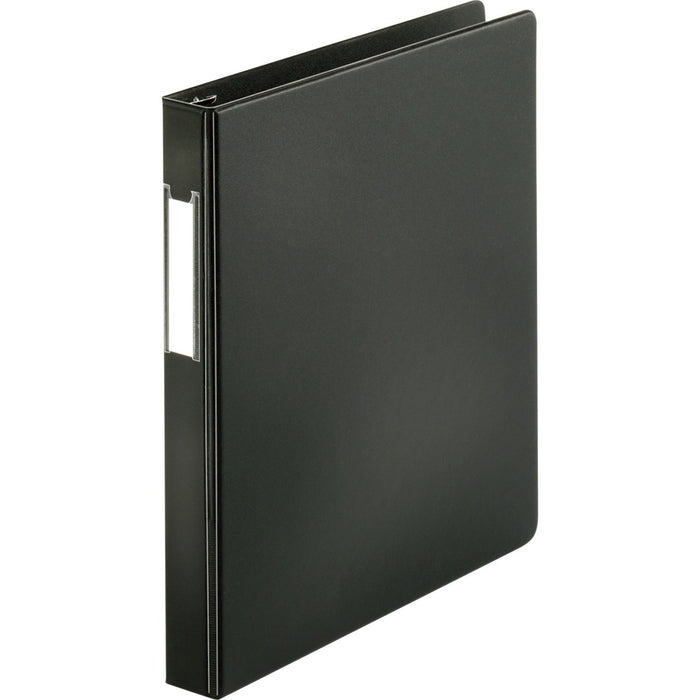 Business Source Slanted D-ring Binders - 1" (25.40 mm) Binder Capacity - 3 Ring - Fastener: D-Ring - Pocket: 2, Internal - Chipboard, Polypropylene - Black - No - PVC-free, Non-stick, Spine Label, Gap-free Ring, Non-glare, Heavy Duty, Open and Closed Trig
