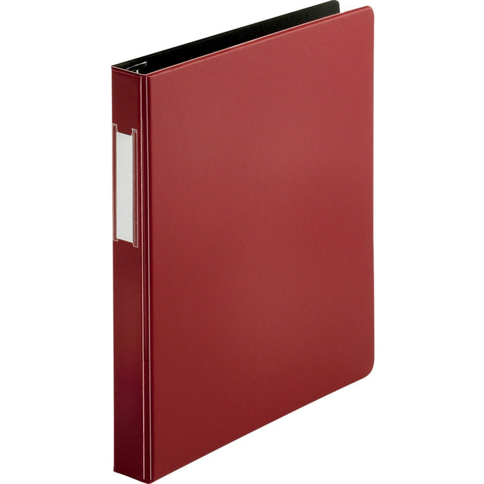 Business Source Slanted D-ring Binders - 1" (25.40 mm) Binder Capacity - 3 Ring(s) - Fastener(s): D-Ring - Pocket(s): 2, Internal - Chipboard, Polypropylene - Burgundy - PVC-free, Non-stick, Spine Label, Gap-free Ring, Non-glare, Heavy Duty, Open and Clos