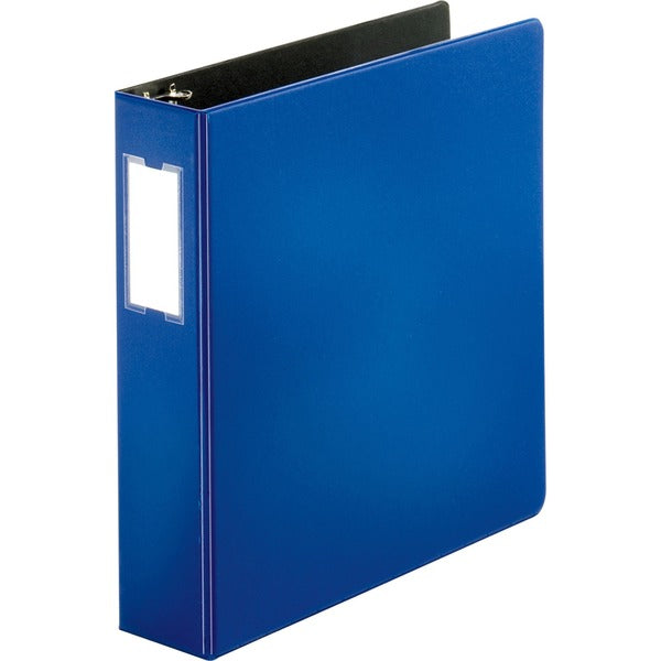 Business Source Slanted D-ring Binders - 2" (50.80 mm) Binder Capacity - Fastener(s): 3 x D-Ring - Pocket(s): 2, Internal - Chipboard, Polypropylene - Blue - PVC-free, Non-stick, Spine Label, Gap-free Ring, Non-glare, Heavy Duty, Open and Closed Triggers