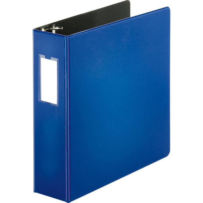 Business Source Slanted D-ring Binders - 3" (76.20 mm) Binder Capacity - 3 Ring - Fastener: D-Ring - Pocket: 2, Internal - Chipboard, Polypropylene - Blue - No - PVC-free, Non-stick, Spine Label, Gap-free Ring, Non-glare, Heavy Duty, Open and Closed Trigg