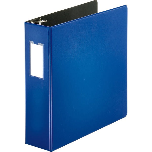 Business Source Slanted D-ring Binders - 3" (76.20 mm) Binder Capacity - Fastener(s): 3 x D-Ring - Pocket(s): 2, Internal - Chipboard, Polypropylene - Blue - PVC-free, Non-stick, Spine Label, Gap-free Ring, Non-glare, Heavy Duty, Open and Closed Triggers