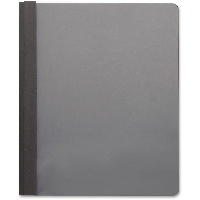 Business Source Letter Report Cover - 8 1/2" (215.90 mm) x 11" (279.40 mm) - 100 Sheets Capacity - 3 x Prong Fastener(s) - Black - Textured, Non-stick - 25 / Box