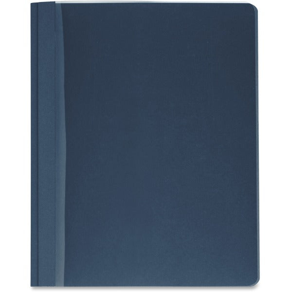 Business Source Letter Report Cover - 8 1/2" (215.90 mm) x 11" (279.40 mm) - 100 Sheets Capacity - 3 x Prong Fastener(s) - Clear, Dark Blue - Textured, Non-stick - 25 / Box