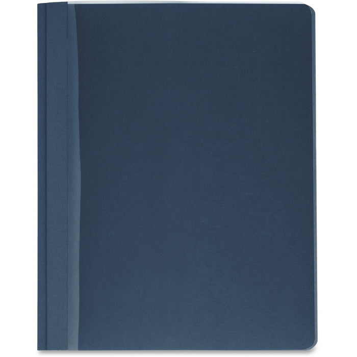 Business Source Letter Report Cover - 8 1/2" (215.90 mm) x 11" (279.40 mm) - 100 Sheets Capacity - 3 x Prong Fastener(s) - Clear, Dark Blue - Textured, Non-stick - 25 / Box