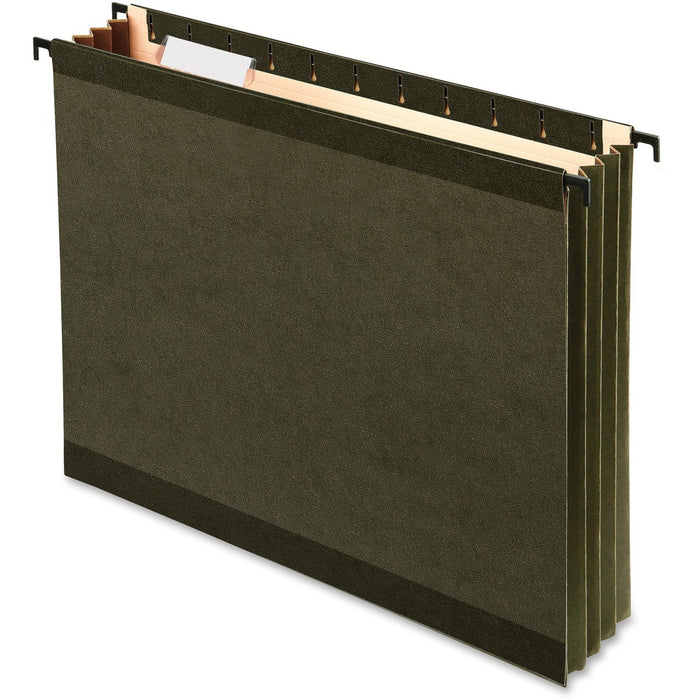 Pendaflex SureHook Letter Yes Hanging Folder - 3 1/2" (88.90 mm) Folder Capacity - 8 1/2" (215.90 mm) x 11" (279.40 mm) - 3 1/2" (88.90 mm) Expansion - 11 pt. (3.87 mm) - Poly - Standard Green - Reinforced, Laminated, Acid-free, Built-in Tension Spring, R