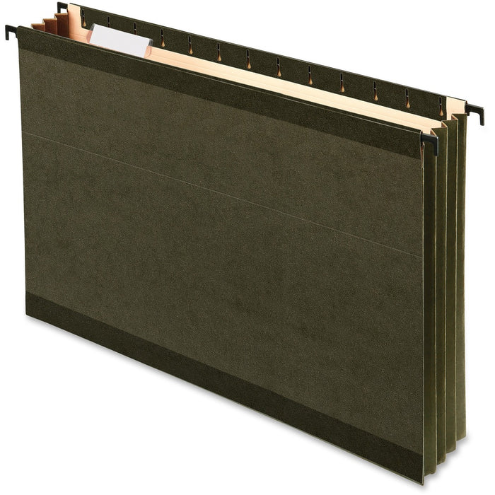 Pendaflex SureHook 09213 Legal Yes Hanging Folder - 3 1/2" (88.90 mm) Folder Capacity - 8 1/2" (215.90 mm) x 14" (355.60 mm) - 3 1/2" (88.90 mm) Expansion - 11 pt. (3.87 mm) - Poly - Standard Green - Reinforced, Laminated, Acid-free, Built-in Tension Spri