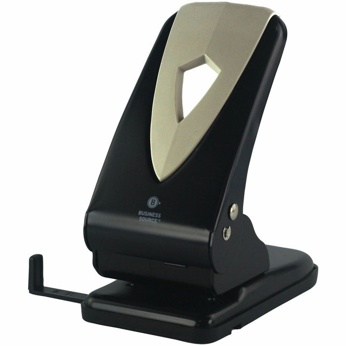 Business Source Two-hole Metal Punch - 2 Punch Head(s) - 65 Sheet of 20lb Paper - 1/4" (6.35 mm) Punch Size - Metal - Black, Gray