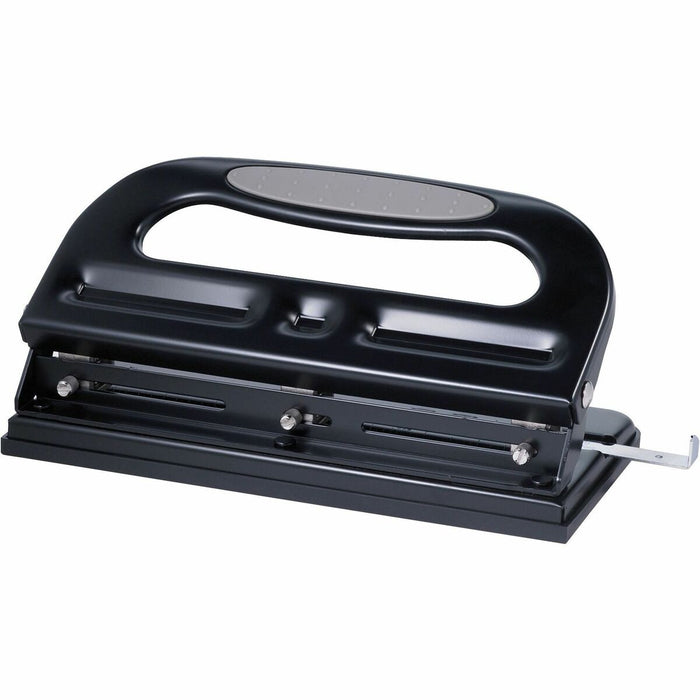 Business Source Three-hole Heavy-duty Punch - 3 Punch Head(s) - 40 Sheet of 20lb Paper - 9/32" (7.11 mm) Punch Size - Black