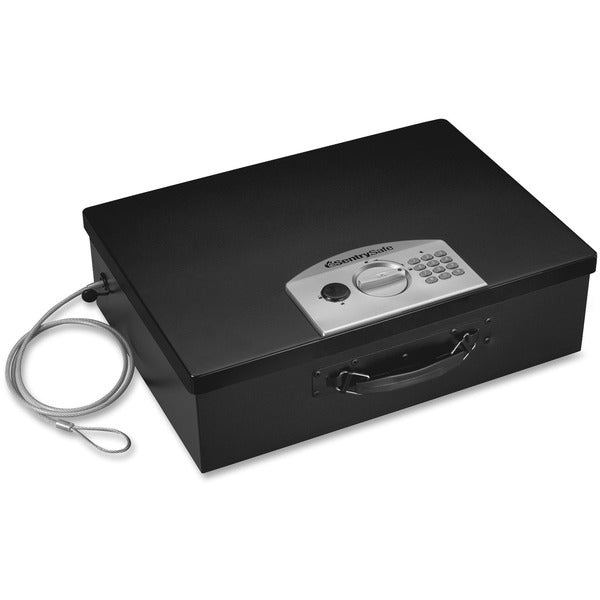Sentry Safe Portable Security Safe - 14 L - Electronic Lock - Internal Size 3.6" (91.44 mm) Height x 16.4" (416.56 mm) Width x 11.3" (287.02 mm) Depth - Overall Size 5.8" (147.32 mm) Height x 17.5" (444.50 mm) Width x 13.6" (345.44 mm) Depth - Black - Ste