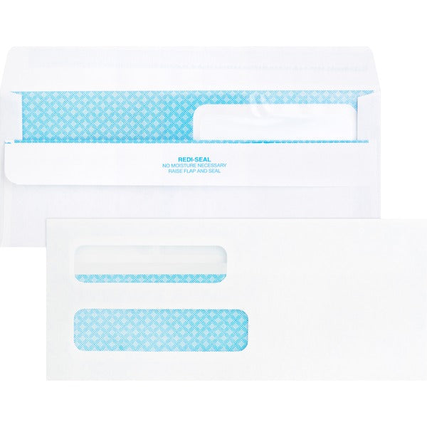 Business Source Double Window No. 8-5/8 Check Envelopes - Double Window - #8 5/8 - 8 5/8" (218.95 mm) Width x 3 5/8" (91.95 mm) Length - 24 lb (10886.22 g) - Self-sealing - White - 500 / Box