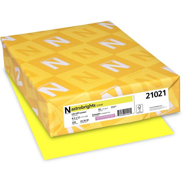 Astrobrights Colored Cardstock - Laser, Inkjet Print - Letter - 8.5" x 11" - 65 lb Basis Weight - 176 g/m&#178; Grammage - No - 250 / Pack - Lift-Off Lemon (yellow)