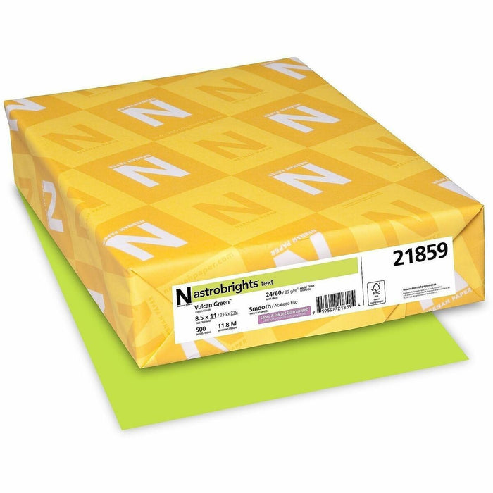 Astrobrights Color Copy Paper - Vulcan Green - Letter - 8 1/2" (215.90 mm) x 11" (279.40 mm) - 24 lb (10886.22 g) Basis Weight - Smooth - Acid-free, Lignin-free, Heavyweight - Vulcan Green - 500 / Ream