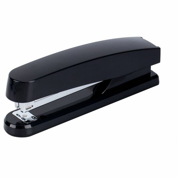 Business Source Full-strip Plastic Desktop Stapler - 20 of 20lb Paper Sheets Capacity - 210 Staple Capacity - Full Strip - 1/4" Staple Size - 1 Each - Black