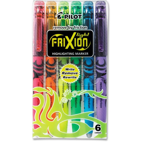 FriXion Light Erasable Highlighter - Chisel Marker Point - Erasable - Fluorescent Assorted Ink - Cetone Based - Rubber Tip - 6 / Pack