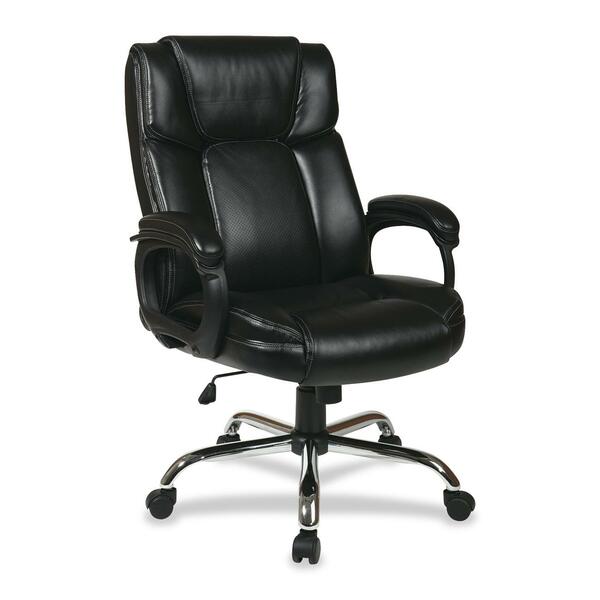 WorkSmart WorkSmart Big Man's Executive Chair - Black Seat Color - Leather Seat Material - Black Back Color - Leather Back Material - 5-star Base - 1 Each
