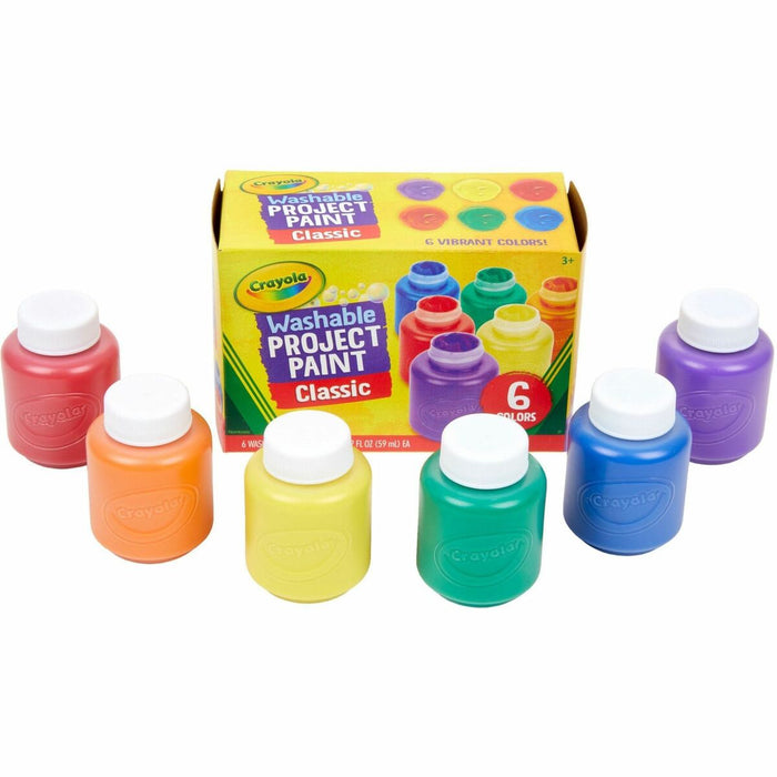 Crayola Washable Kids' Paint Set - 6 Color(s) - Yellow, White, Orange, Green, Red, Blue - 59.15 mL - Washable - 6 / Box