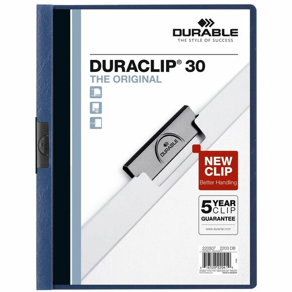 DURABLE DURACLIP Letter Report Cover - 8 1/2" (215.90 mm) x 11" (279.40 mm) - 30 Sheets Capacity - Vinyl, Steel - 1 Each
