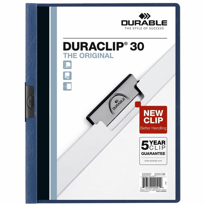 DURABLE DURACLIP Letter No Report Cover - 8 1/2" (215.90 mm) x 11" (279.40 mm) - 30 Sheets Capacity - Vinyl, Steel - 1 Each