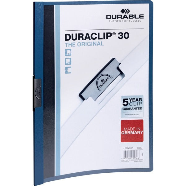 DURABLE DURACLIP Letter Report Cover - 8 1/2" (215.90 mm) x 11" (279.40 mm) - 30 Sheets Capacity - Vinyl, Steel - 1 Each