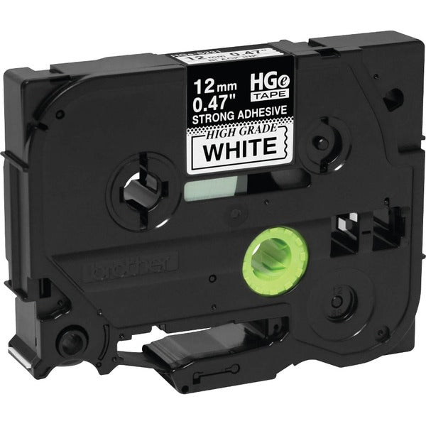 Brother HGES2315PK Black on White Extra-Strength Adhesive Label Tape - x 15/32" (11.94 mm) Width - Thermal Transfer - White - Laminated - Durable, Self-adhesive - 5 / Pack