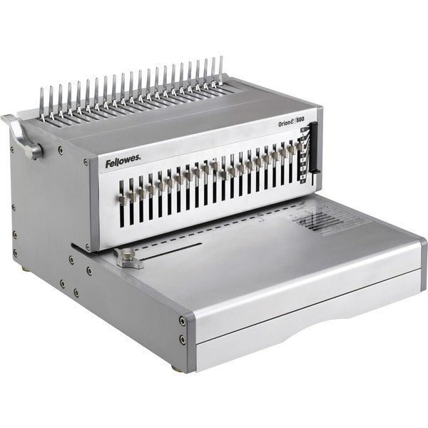 Fellowes Orion™ E 500 Electric Comb Binding Machine - 9.75" (247.65 mm) Height x 15.75" (400.05 mm) Width x 19.75" (501.65 mm) Depth - Silver