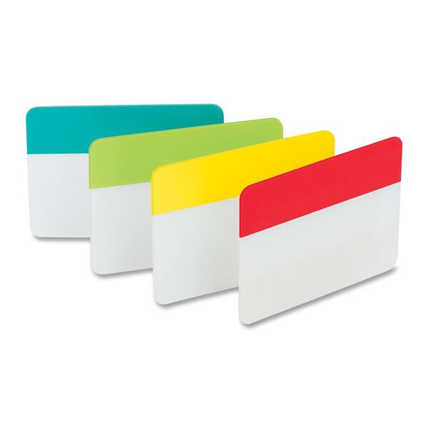 Post-it&reg; File Tab - Write-on Tab(s) - 2" Tab Height x 1.50" Tab Width - Assorted Tab(s) - Durable, Repositionable, Wear Resistant, Tear Resistant - 24 / Pack