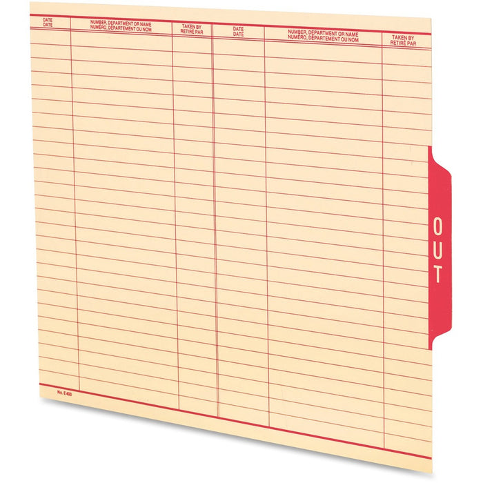 Pendaflex End Tab Out Guide - Printed Tab(s) - Message - OUT - 8.50" (215.90 mm) Divider Width x 11" (279.40 mm) Divider Length - Letter - Manila Manila Divider - Red Tab(s) - 10% Yes - Heavyweight - 1 Each