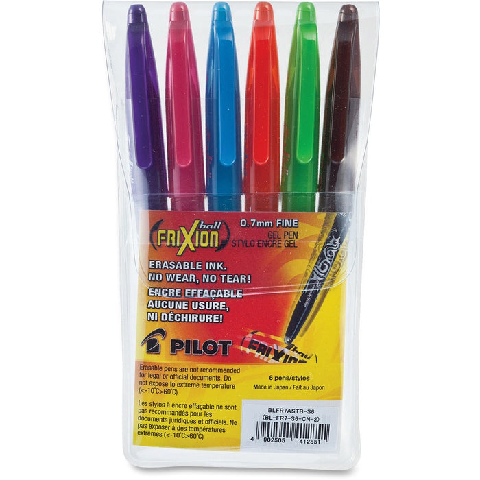 FriXion Rollerball Pen - Erasable - Pink, Turquoise, Orange, Purple, Lime Green, Red Ink - Gel-based - Pink, Turquoise, Orange, Purple, Lime Green, Red Barrel - 6 / Set