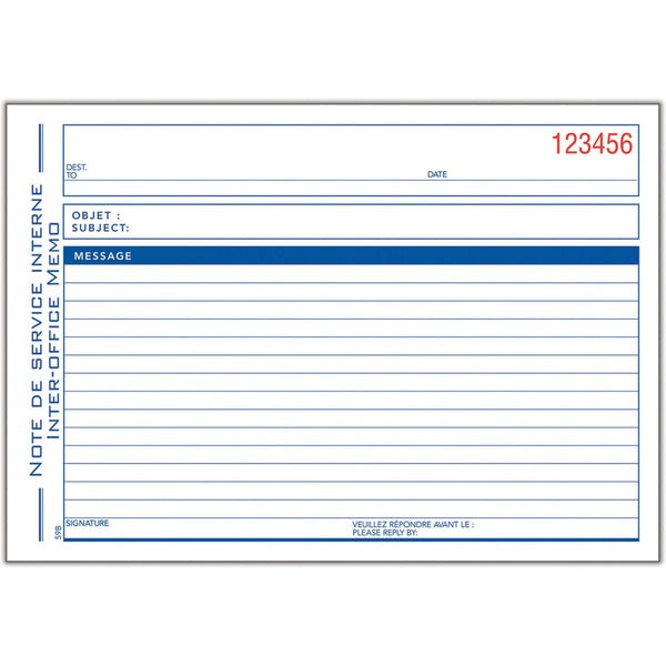 Adams Preprinted Interoffice Memo Book - 50 Sheet(s) - 2 Part - Carbonless Copy - 5.56" (141.22 mm) x 8.43" (214.12 mm) Form Size - White, Yellow - 1 Each