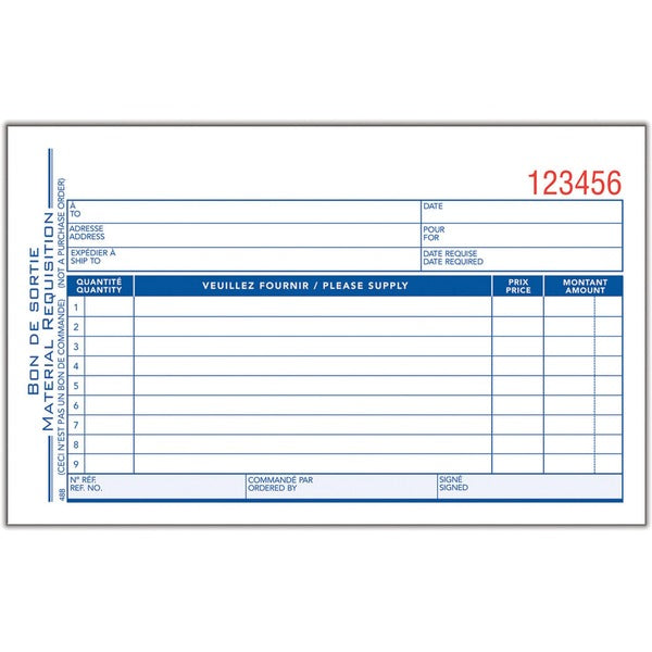 Adams Materials Requisition Form - 50 Sheet(s) - 2 Part - Carbonless Copy - 4.50" (114.30 mm) x 7" (177.80 mm) Form Size - Yellow, White - Blue Cover - 1 Each