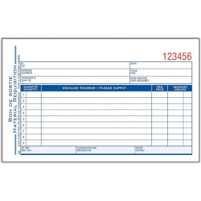 Adams Materials Requisition Form - 50 Sheet(s) - 2 Part - Carbonless Copy - 4.50" (114.30 mm) x 7" (177.80 mm) Form Size - Yellow, White - Blue Cover - No - 1 Each