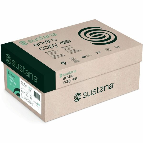Sustana Multipurpose 100% Recycled Paper - White - 90 Brightness - 89% Opacity - Letter - 8 1/2" (215.90 mm) x 11" (279.40 mm) - 20 lb (9071.85 g) Basis Weight - Smooth - EcoLogo - Chlorine-free - White - 500 / Ream