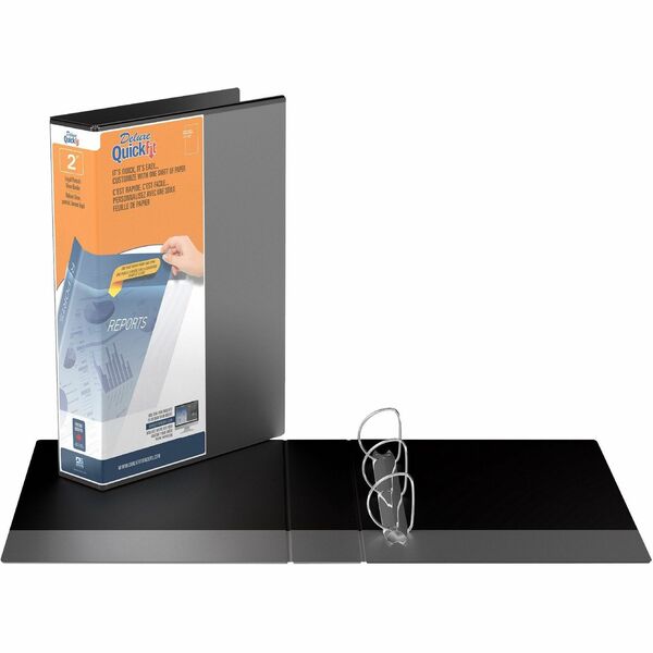 QuickFit Ring Binder - 2" (50.80 mm) Binder Capacity - Legal - 8 1/2" (215.90 mm) x 14" (355.60 mm) Sheet Size - 475 Sheet Capacity - 3 x 2" (50.80 mm) Ring - Fastener: D-Ring - Pocket: 2, Internal - Vertical Orientation - Polypropylene - Black - Recycled