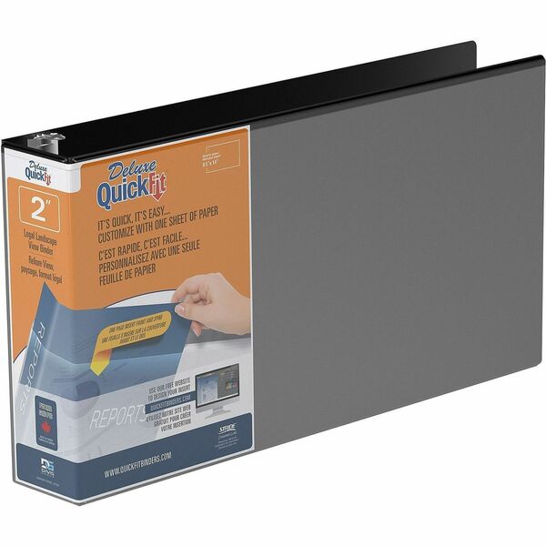 QuickFit Ring Binder - 2" (50.80 mm) Binder Capacity - Legal - 8 1/2" (215.90 mm) x 14" (355.60 mm) Sheet Size - 400 Sheet Capacity - 3 x 2" (50.80 mm) Ring(s) - Fastener(s): Round Ring - Pocket(s): 2, Internal - Polypropylene - Black - Recycled - Antimic