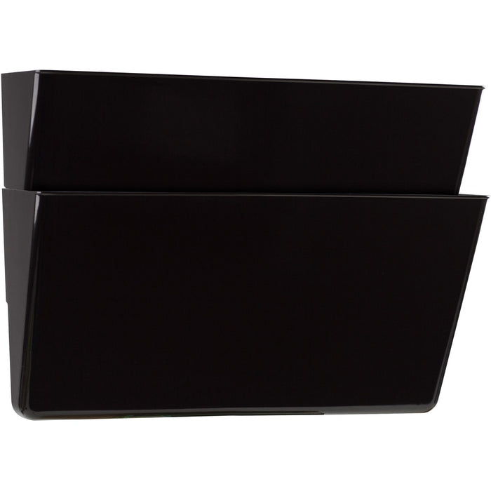 Storex Letter Size Wall Pocket - 7" (177.80 mm) Height x 13" (330.20 mm) Width x 4" (101.60 mm) Depth - 100% Recycled - Black - Plastic - 2 / Pack