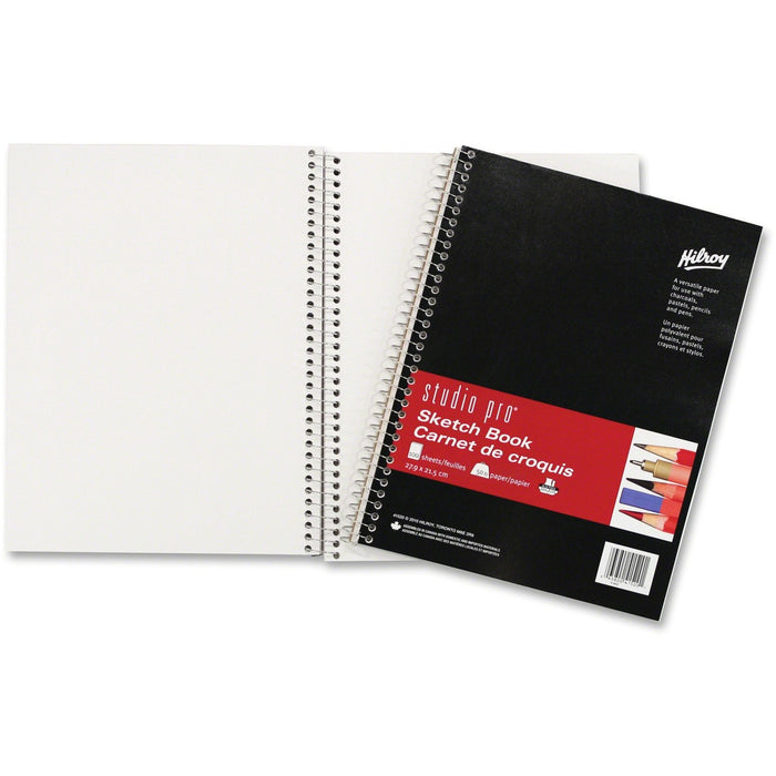 Hilroy Studio Pro Sketch Book - 100 Sheets - Plain - Twin Wirebound - 50 lb (22679.62 g) Basis Weight - Letter - 8 1/2" (21.59 cm) x 11" (27.94 cm) Sheet Size - Acid-free - 1 Each