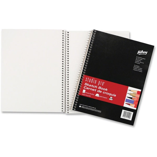 Hilroy Studio Pro Sketch Book - 100 Sheets - Plain - Twin Wirebound - 50 lb (22679.62 g) Basis Weight - Letter - 8 1/2" (21.59 cm) x 11" (27.94 cm) Sheet Size - Acid-free - 1 Each