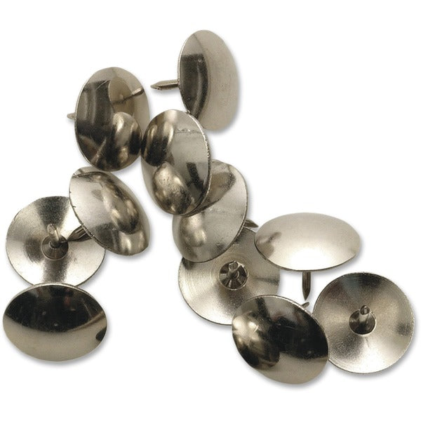 Westcott&reg; Thumb Tacks - 0.50" (12.70 mm) Diameter - Nickel Plated - 100 / Box