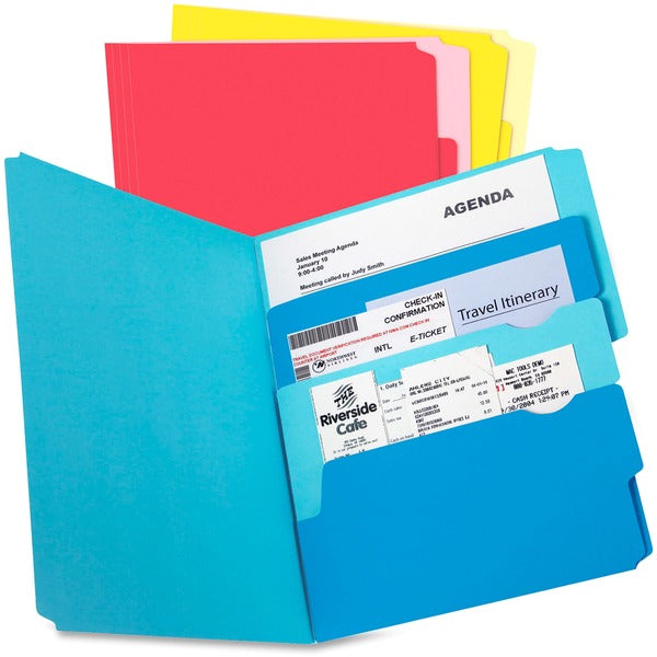 Pendaflex Divide It Up Letter Recycled Top Tab File Folder - 8 1/2" (215.90 mm) x 11" (279.40 mm) - Assorted - 10% Recycled - 24 / Pack