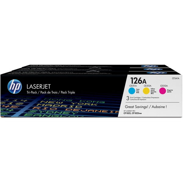 HP 126A (CF341A) Original Toner Cartridge - Tri-pack - Laser - 1000 Pages - Assorted - 3 / Box