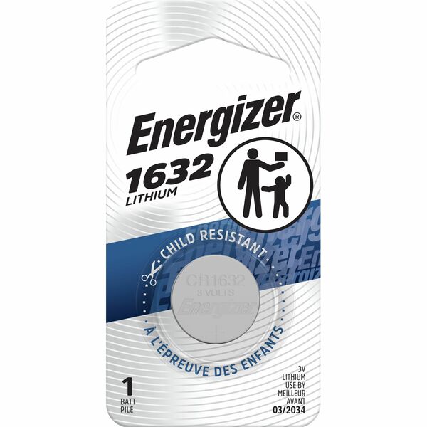 Energizer 1632 Lithium Coin Battery - For Heart Rate Monitor, Remote Control, Keyless Entry, Glucose Monitor, Toy, Game - CR1632 - 130 mAh - 3 V DC - 1 / Pack