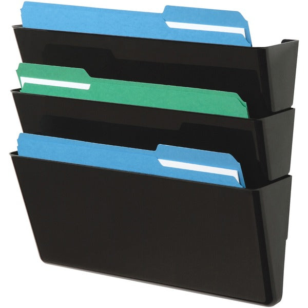 Deflecto Stackable DocuPocket Set - 3 Pocket(s) - 7" (177.80 mm) Height x 13" (330.20 mm) Width x 4" (101.60 mm) Depth - Durable - Black - 1 Each