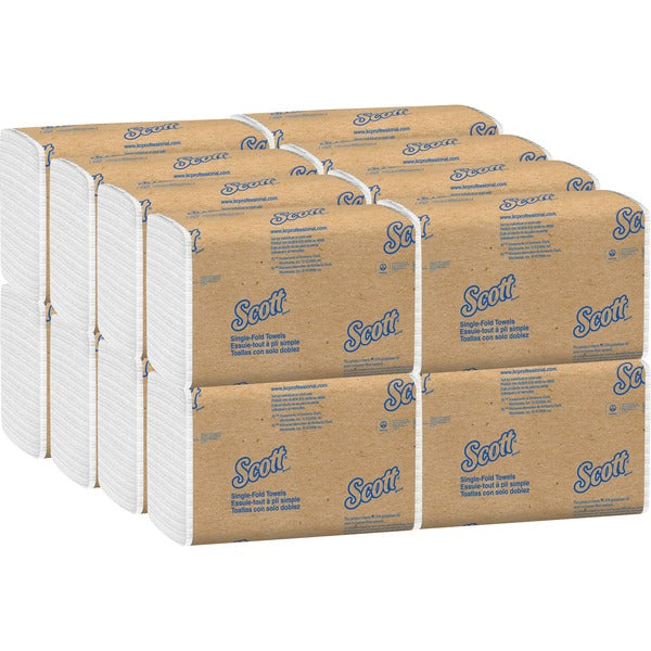 Scott Single-Fold Towels - Single Fold - 9.30" (236.22 mm) Width x 10.50" (266.70 mm) Length - White - 250/Pack - 16 / Carton