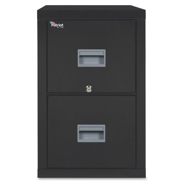 FireKing Patriot Series 2-Drawer Vertical Fire Files - 17.7" x 31.6" x 27.8" - 2 x Drawer(s) for File - Letter - Vertical - Fire Proof, Impact Resistant, Locking Drawer, Scratch Resistant, Recessed Handle, Ball Bearing Slide - Black - Gypsum, Steel