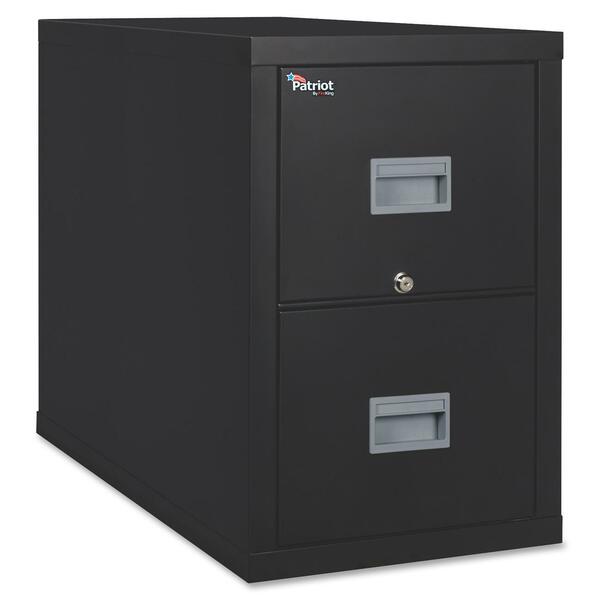 FireKing Patriot Series 2-Drawer Vertical Fire Files - 20.8" x 31.6" x 52.8" - 2 x Drawer(s) for File - Legal - Vertical - Fire Proof, Impact Resistant, Locking Drawer, Scratch Resistant, Recessed Handle, Ball Bearing Slide - Black - Gypsum, Steel