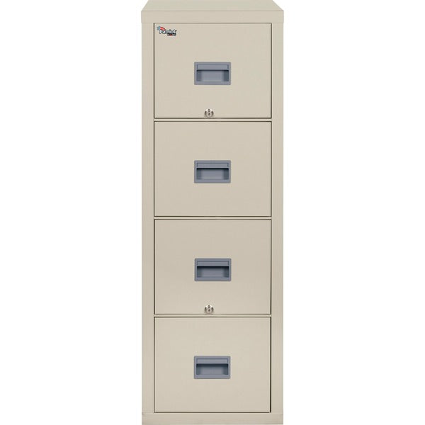 FireKing Patriot Series 4-Drawer Vertical Fire Files - 17.7" x 31.6" x 52.8" - 4 x Drawer(s) for File - Letter - Vertical - Fire Proof, Impact Resistant, Locking Drawer, Scratch Resistant, Recessed Handle, Ball Bearing Slide - Parchment - Gypsum, Steel, M